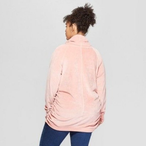 NWT Isabel Plus Maternity Velour Pullover Pink - Picture 4 of 5